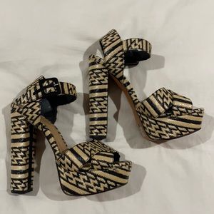 Brand New SCHUTZ White and Black Safari Heels